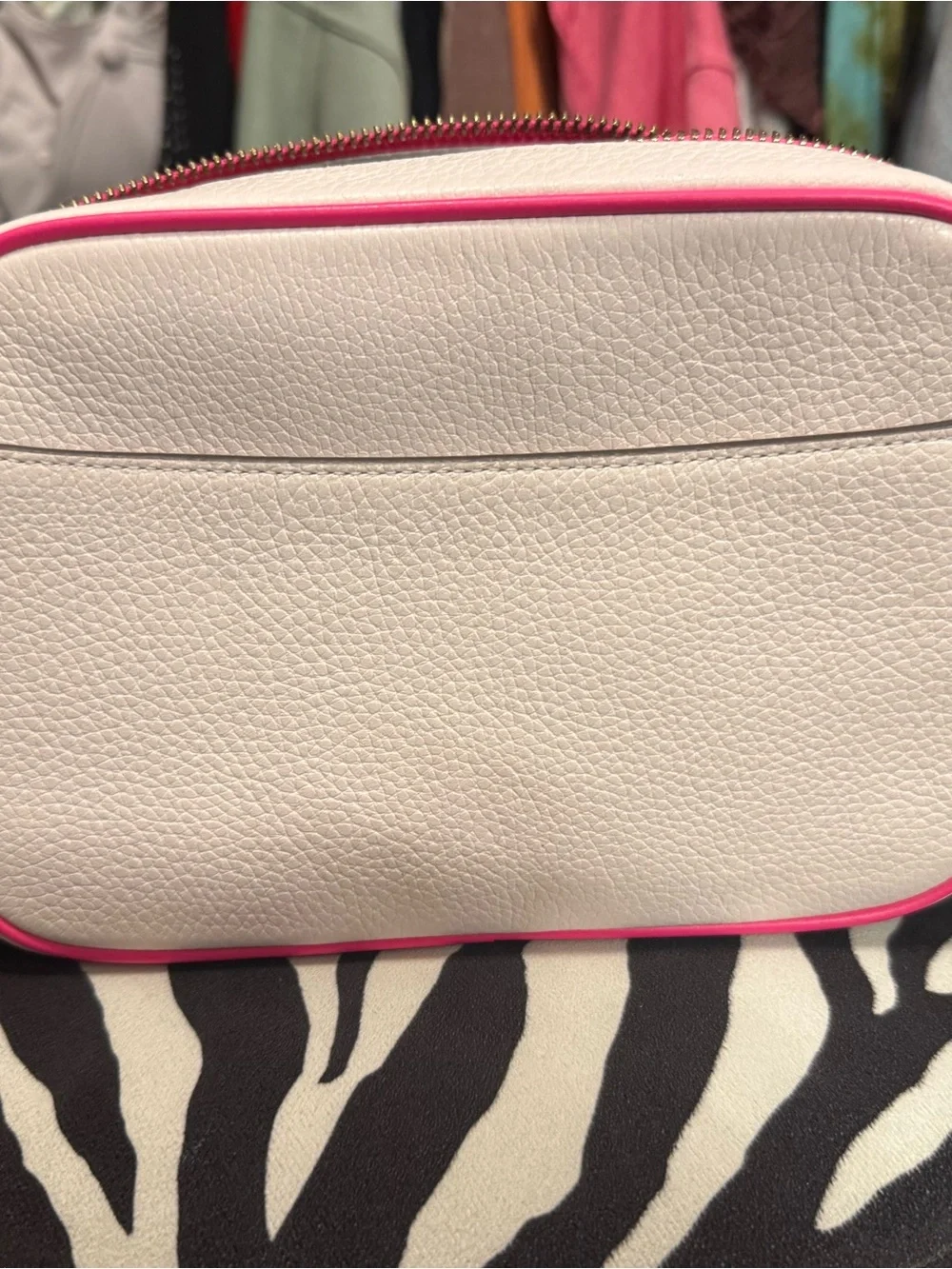 kate spade New York Cream Crossbody Bag with Pink Trim